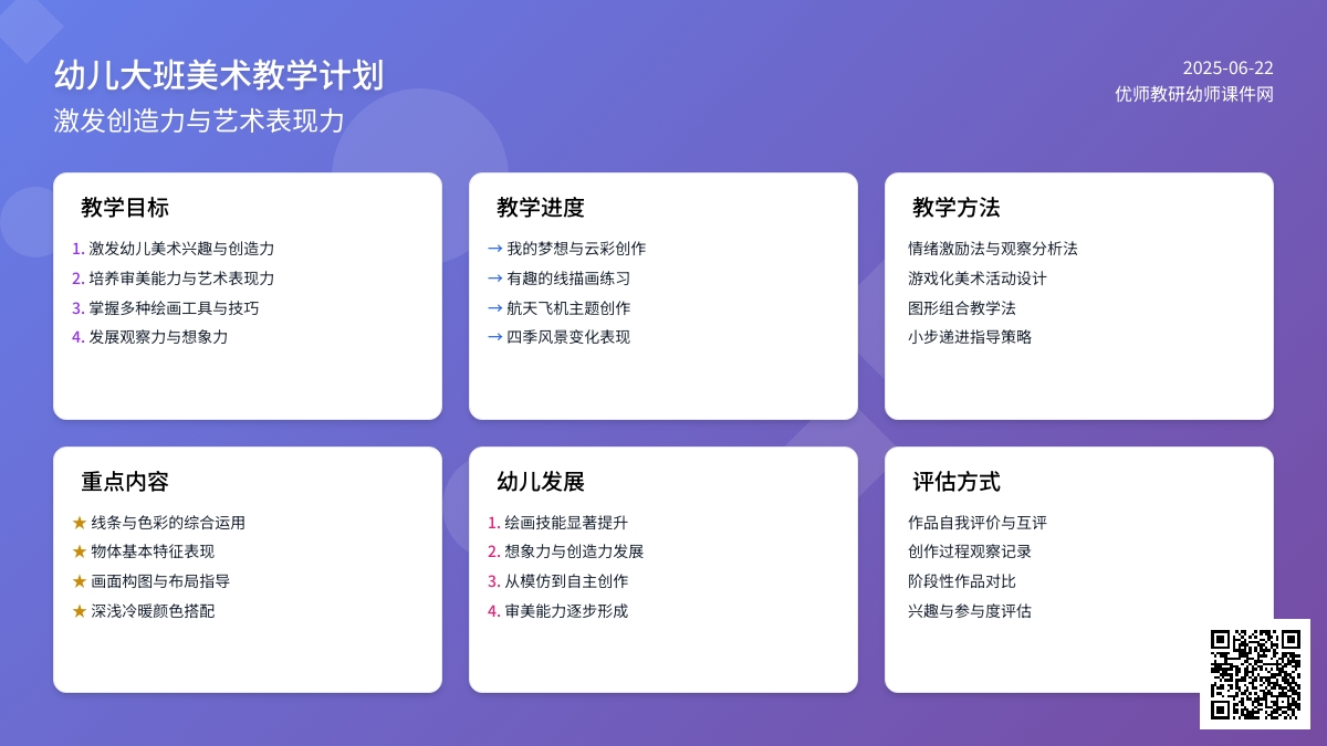 幼儿大班美术教学计划