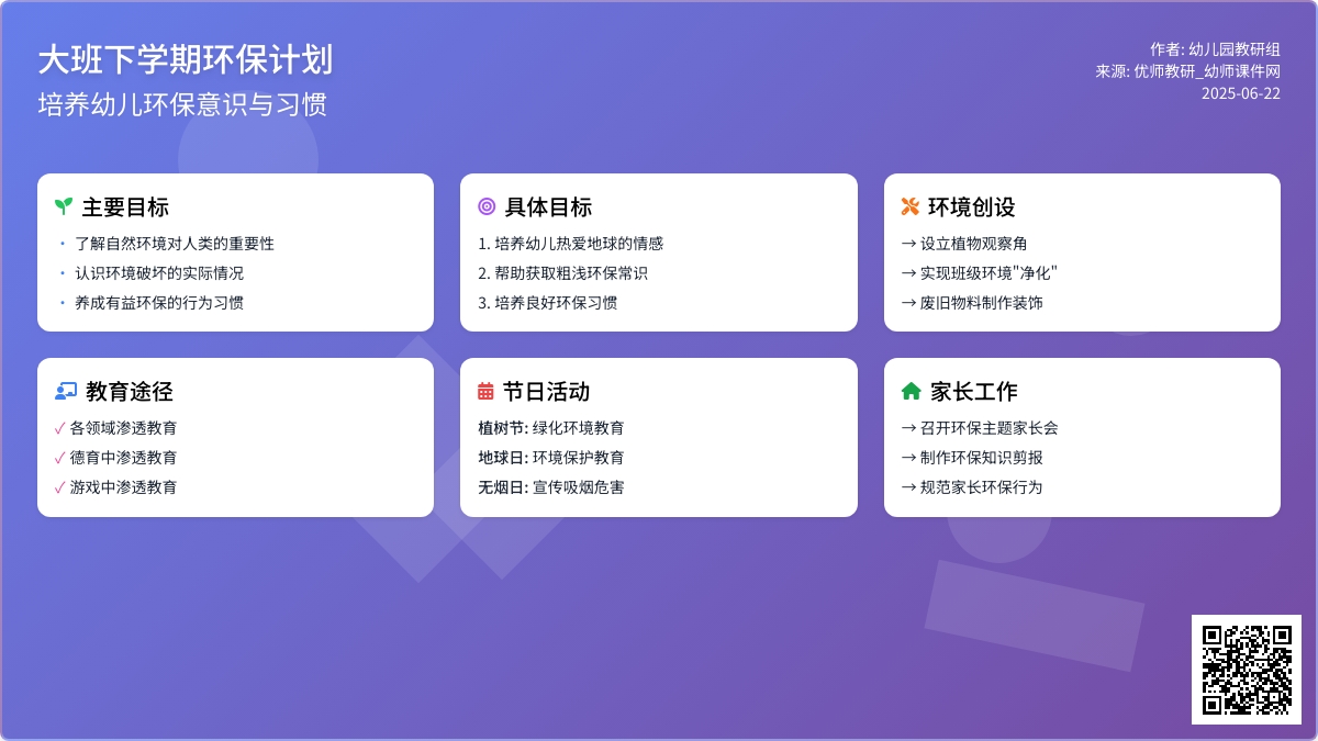 大班下学期环保计划