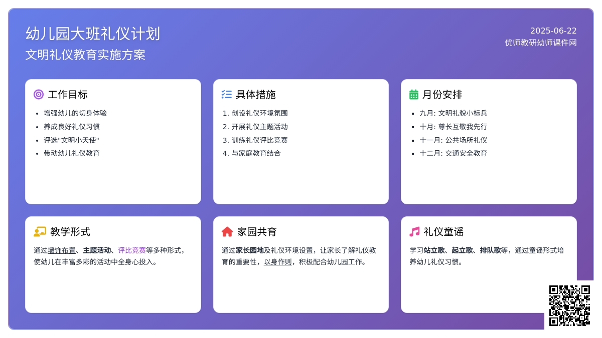 幼儿园大班礼仪计划