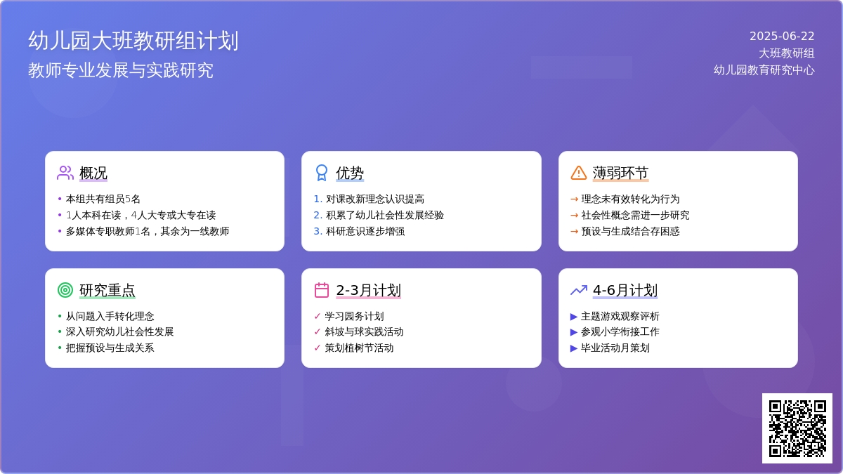 幼儿园大班教研组计划