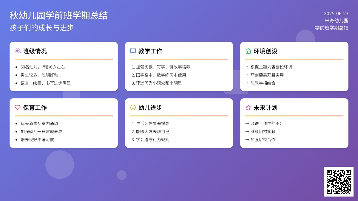 2016年秋幼儿园学前班学期总结