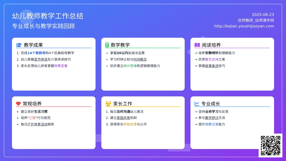 幼儿教师教学工作总结