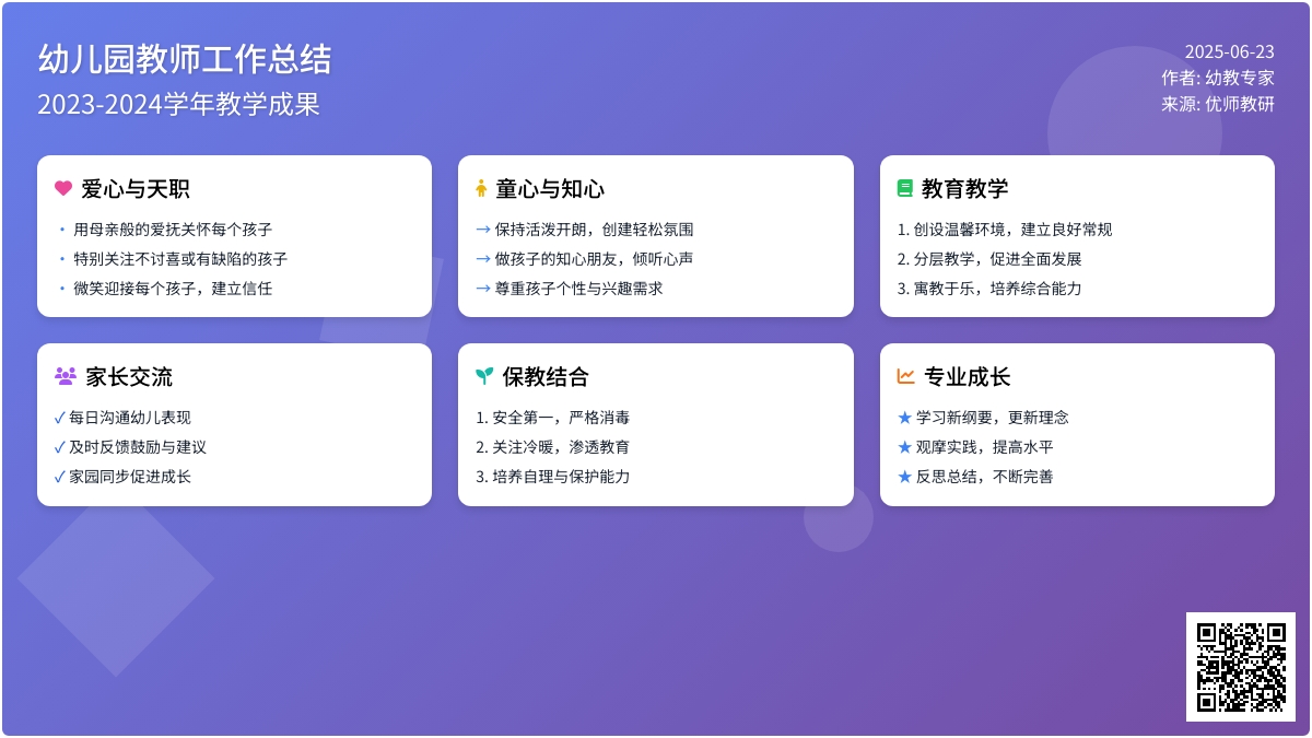 幼儿园教师工作总结