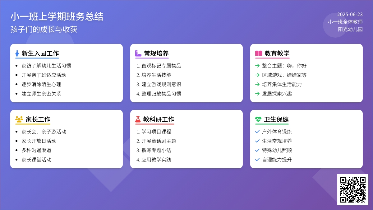 小一班上学期班务工作总结