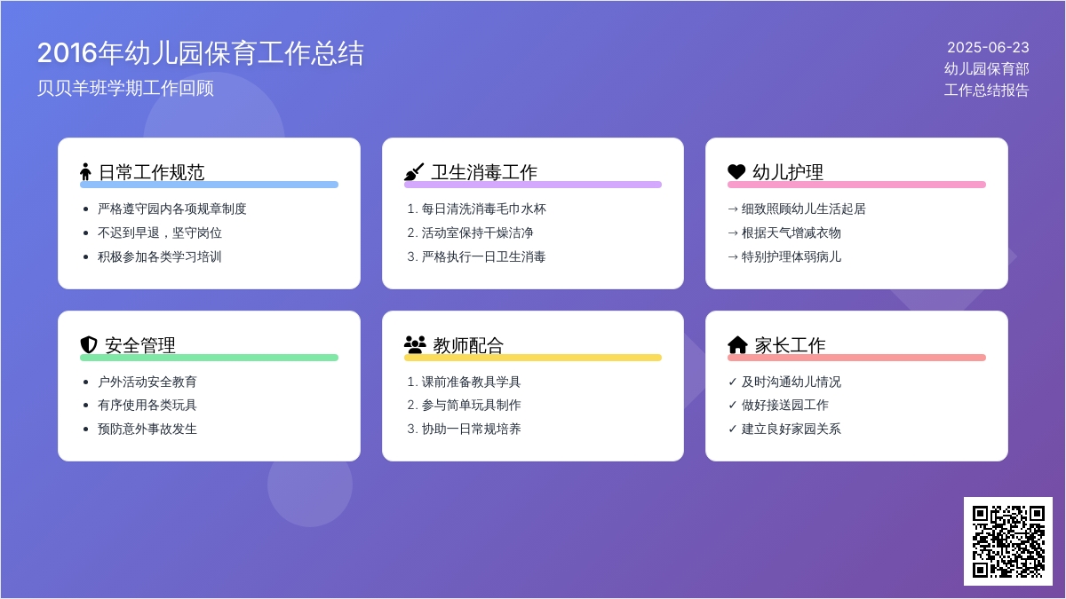 2016年幼儿园保育工作总结