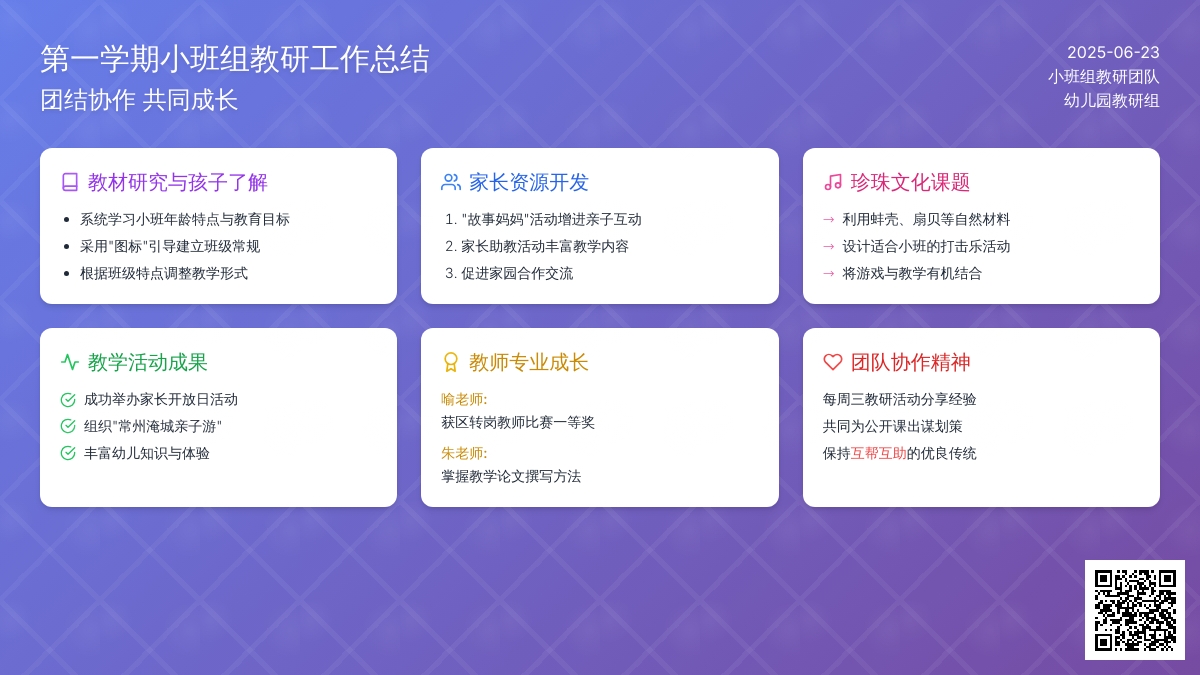 第一学期小班组教研工作总结