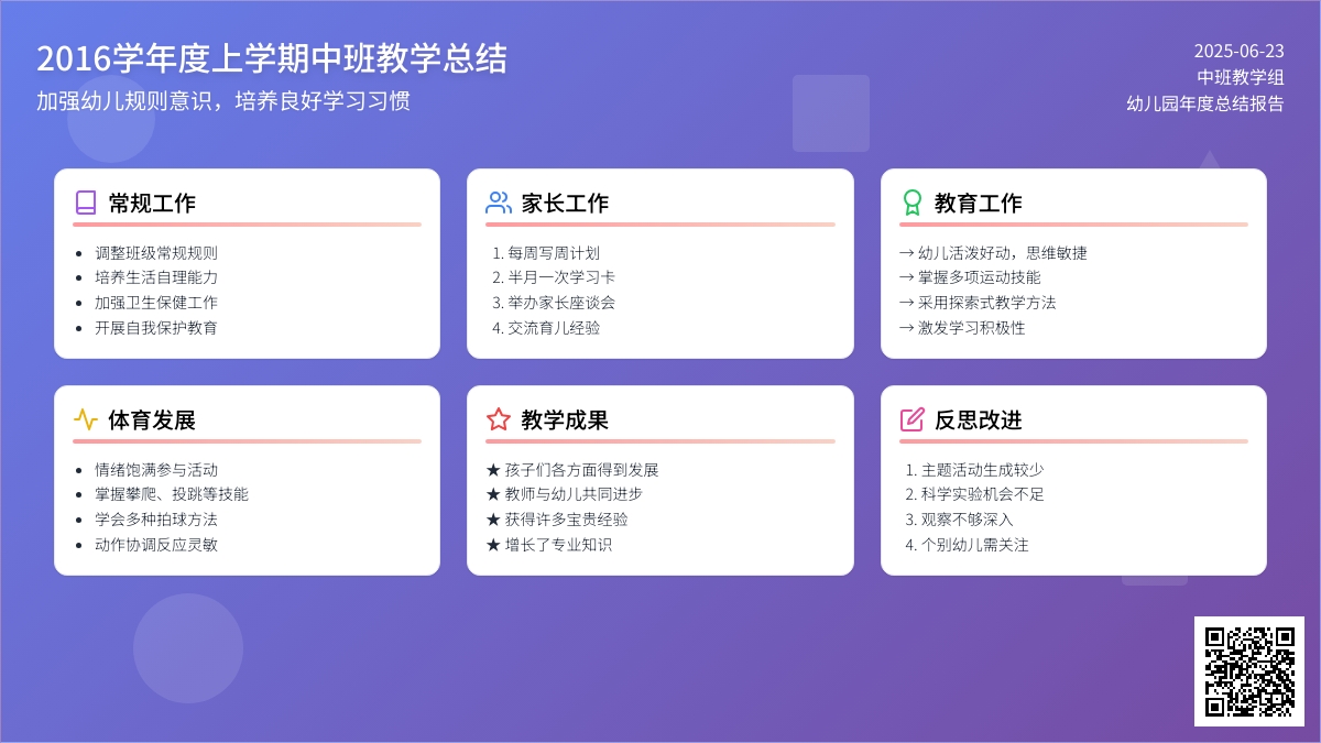 2016学年度上学期中班教学总结