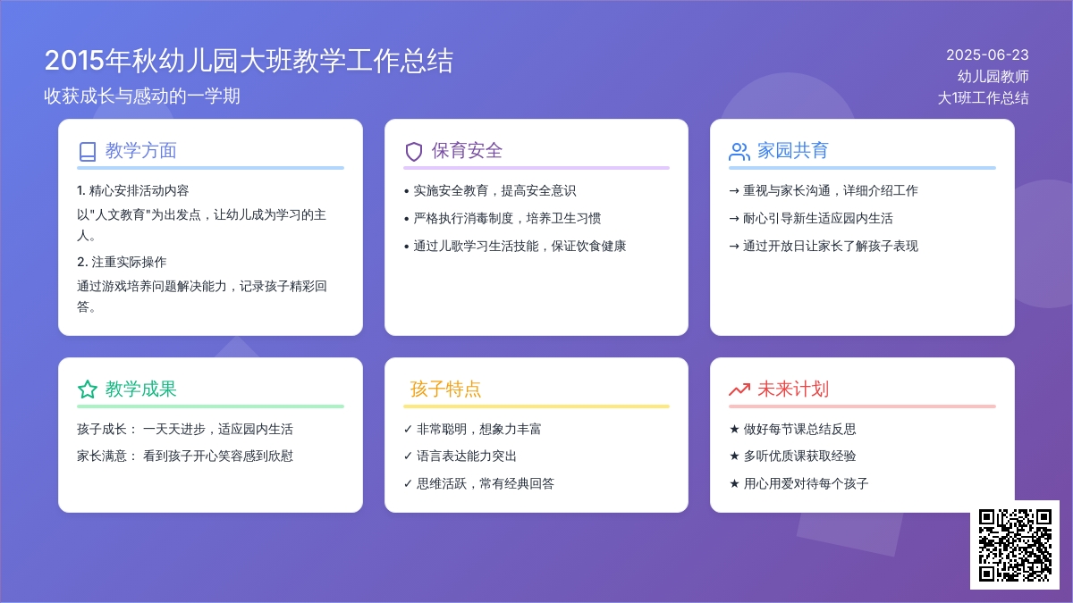 2015年秋大班教学工作总结