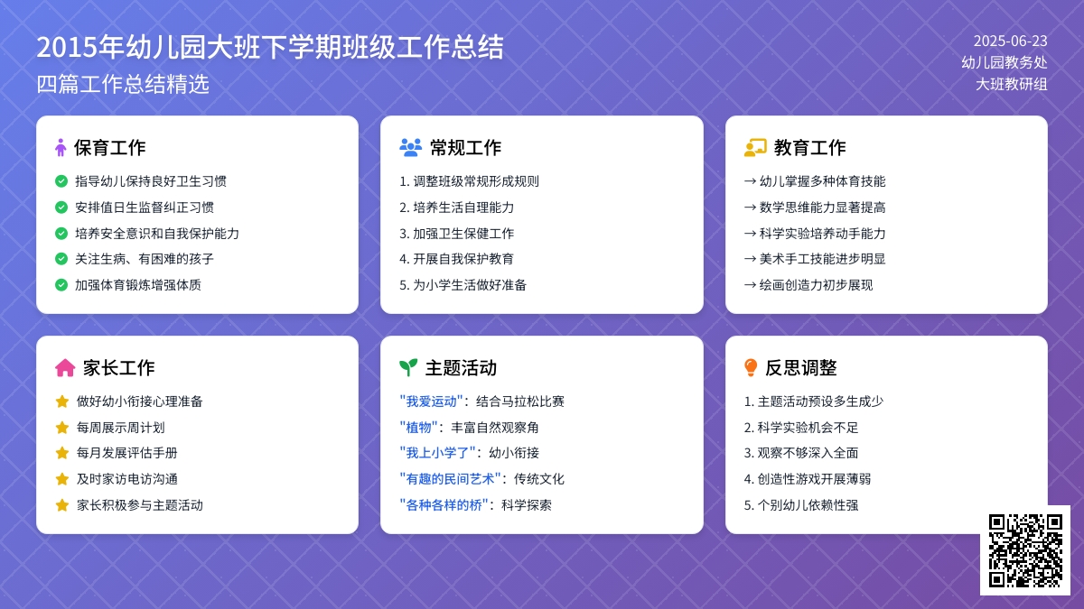 2015年幼儿园大班下学期班级工作总结（4篇）