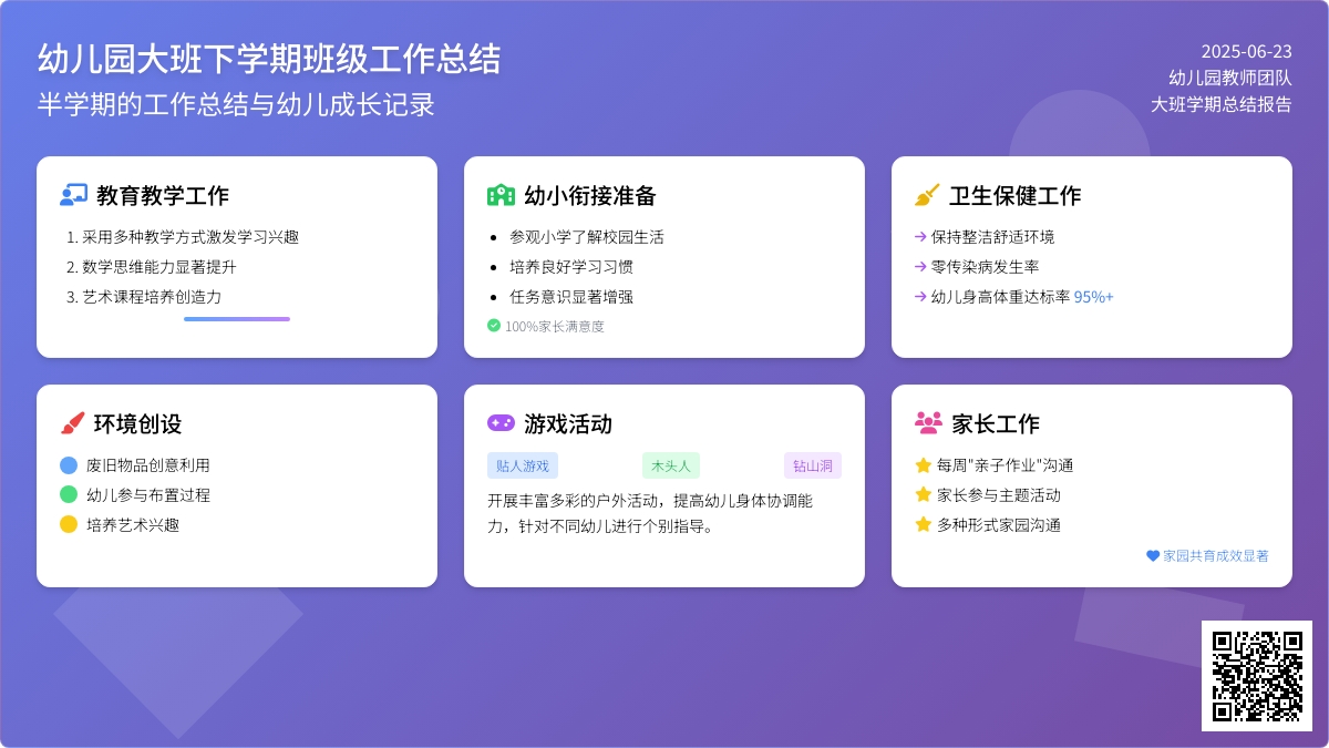 幼儿园大班下学期班级工作总结