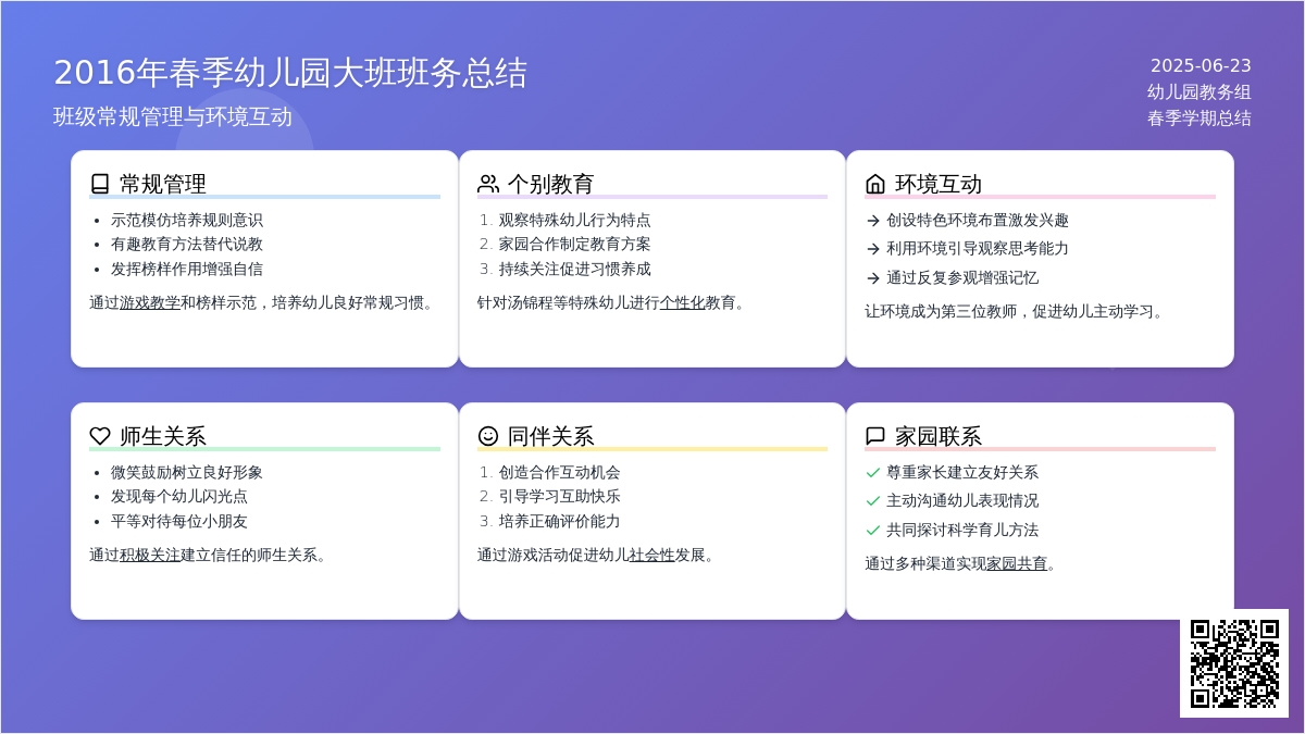 2016年春季幼儿园大班班务总结