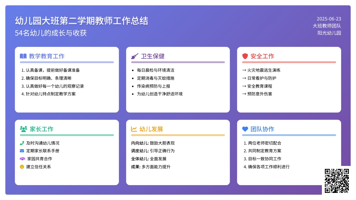 幼儿园大班第二学期教师工作总结