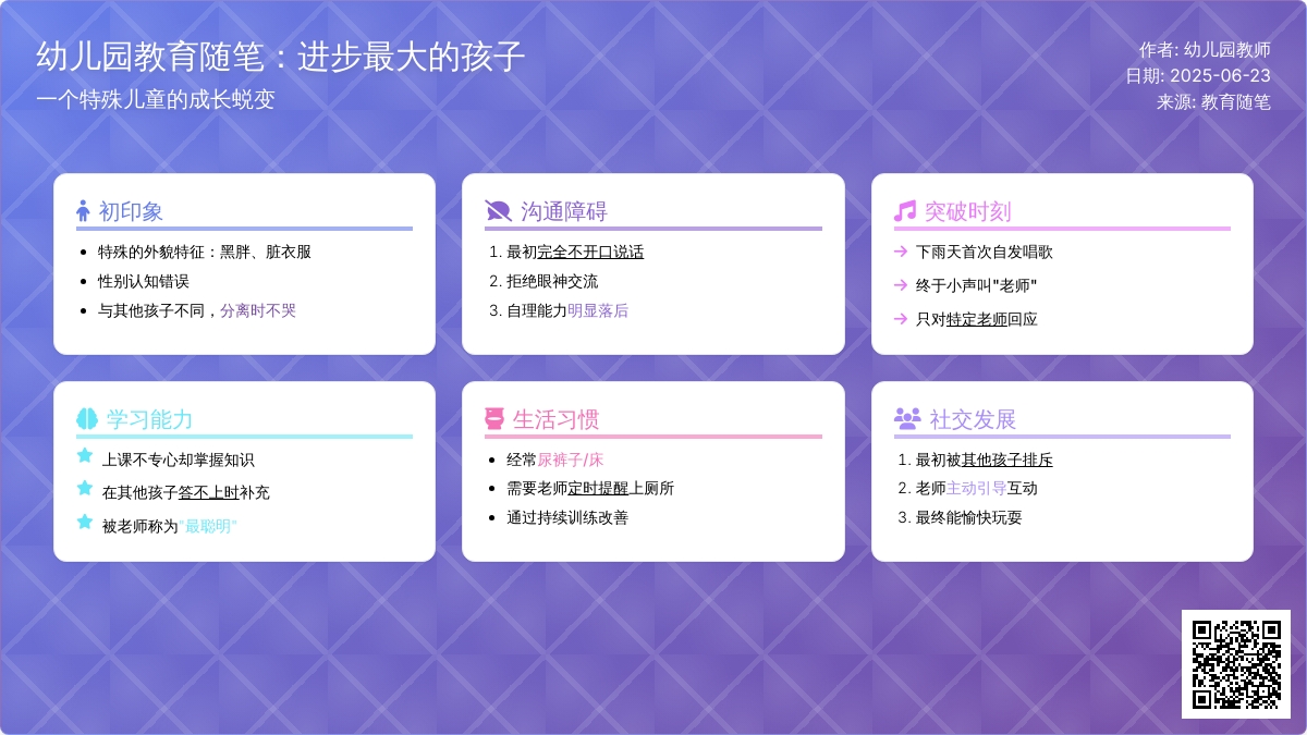 幼儿园教育随笔进步最大的孩子