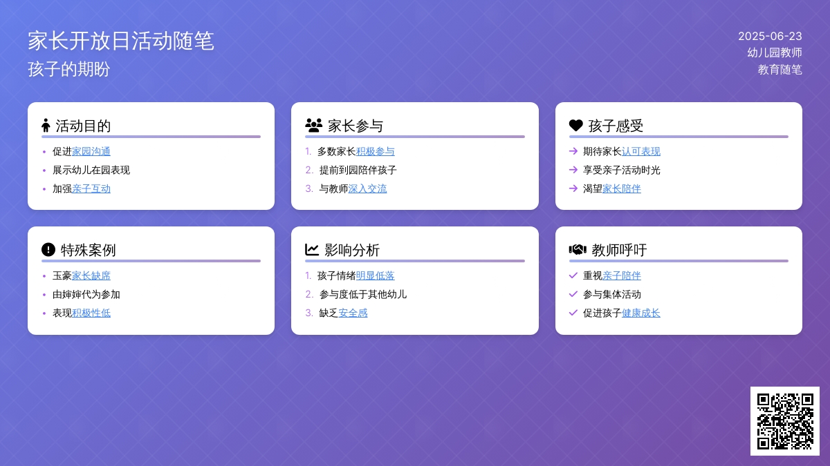 家长开放日活动随笔孩子的期盼