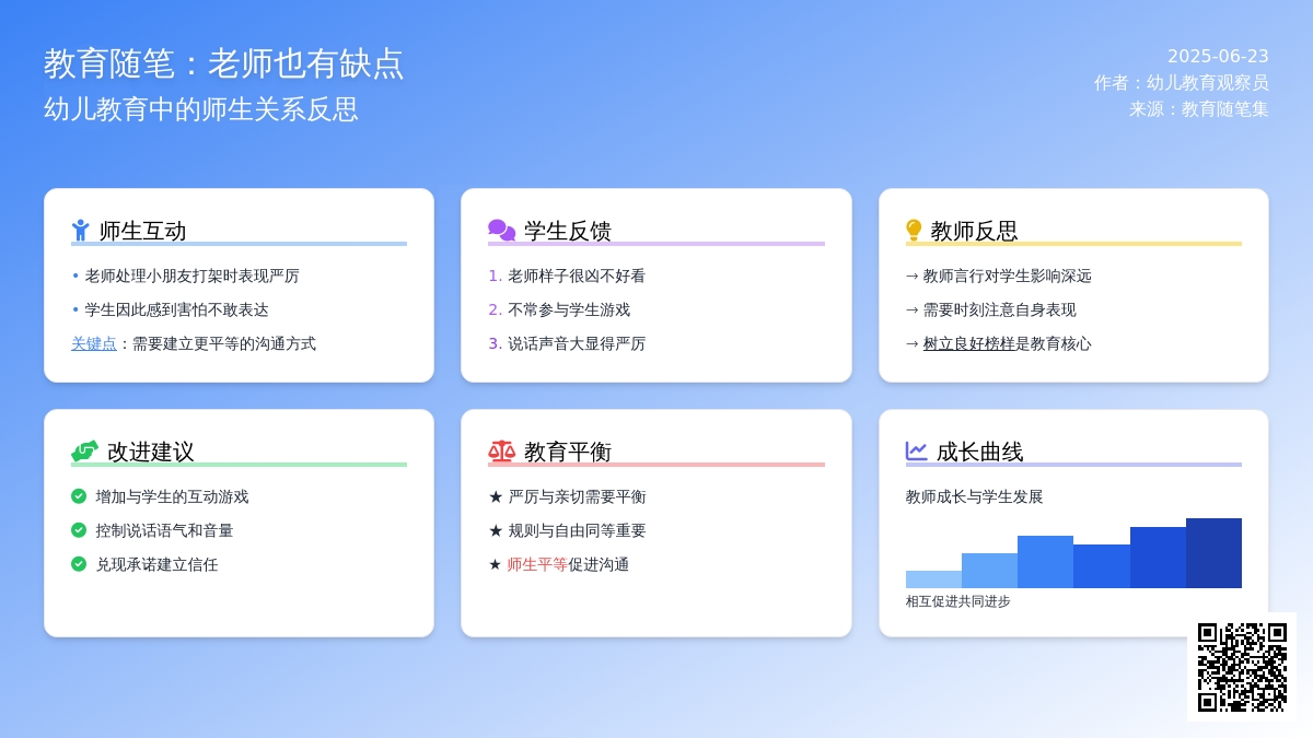 幼儿教育随笔老师也有缺点