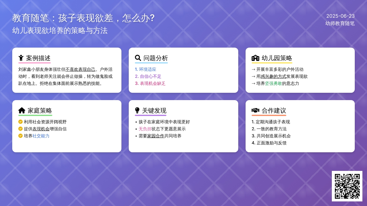 幼师教育随笔孩子表现欲差