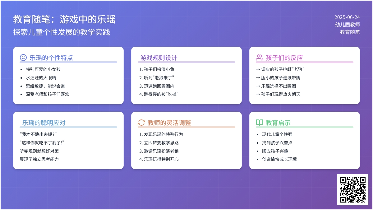 幼儿园教师教育随笔游戏中的乐瑶
