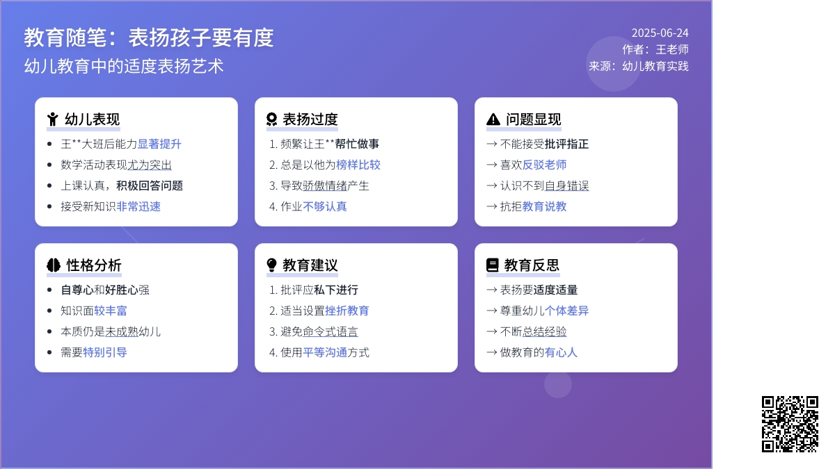幼儿老师教育随笔表扬孩子要有度