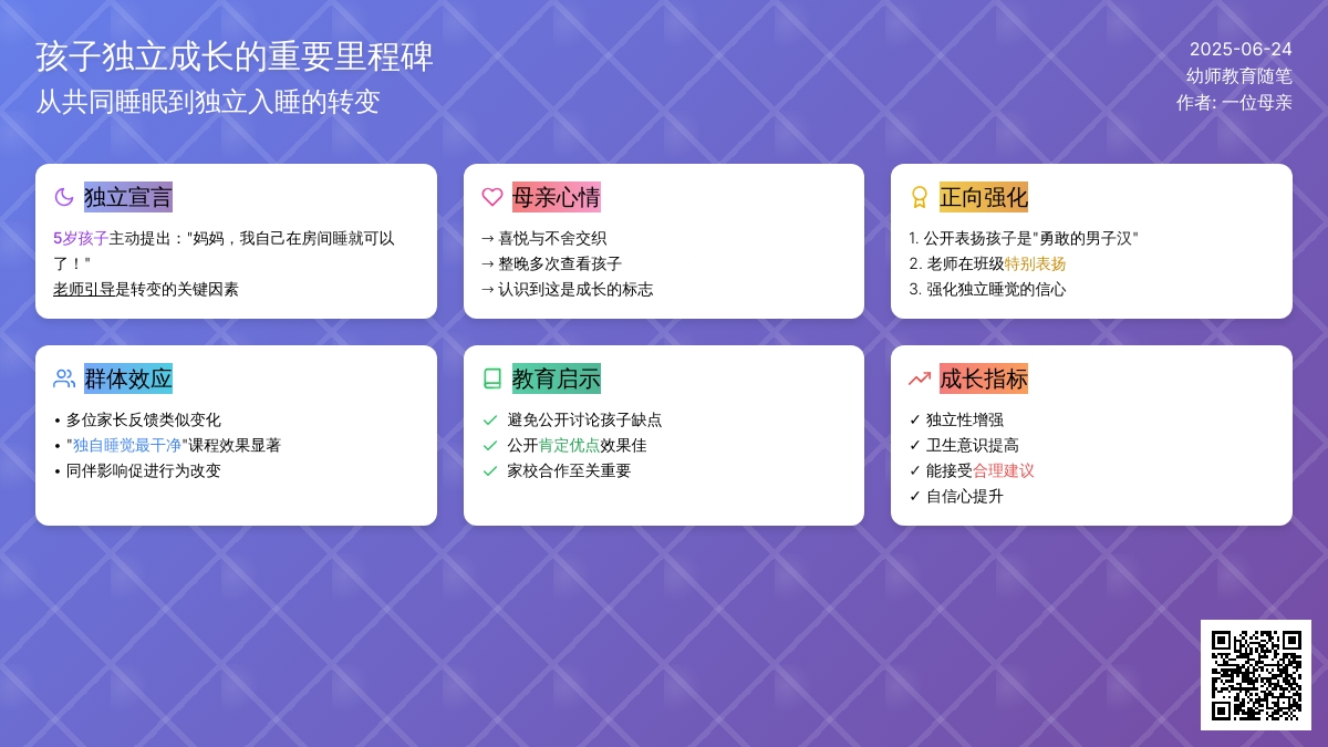 幼师教育随笔儿子独立睡觉了