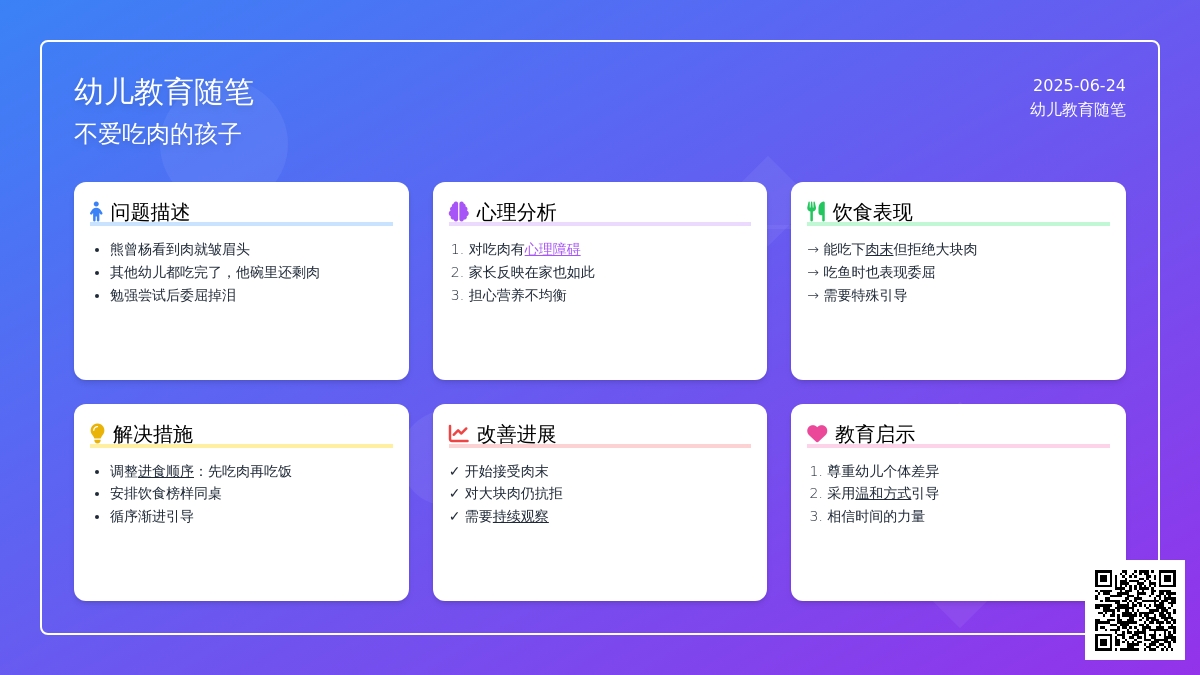 幼儿教育随笔不爱吃肉的孩子