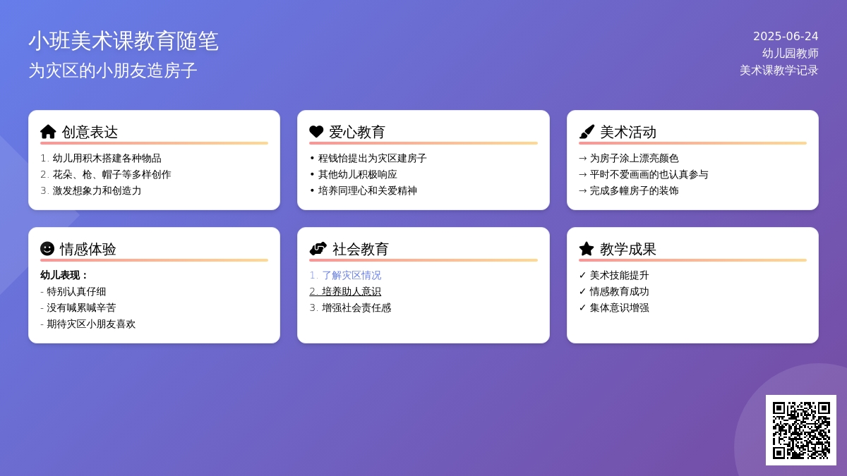 小班美术课教育随笔为灾区的小朋友造房子