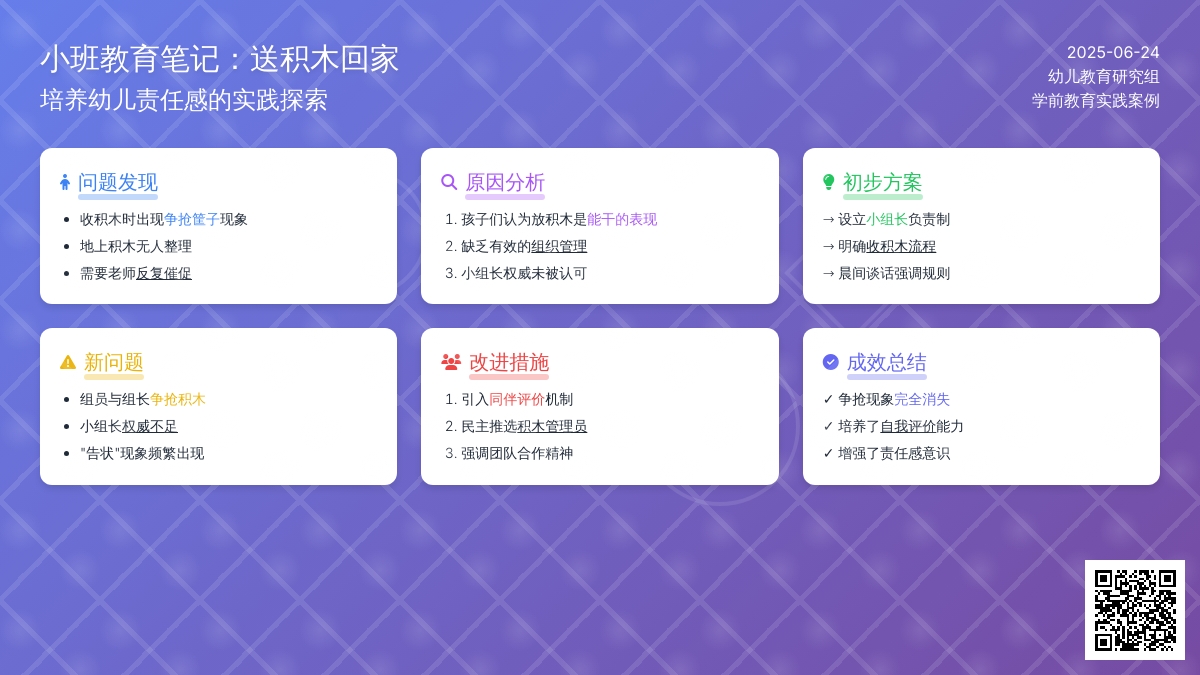 小班教育笔记送积木回家