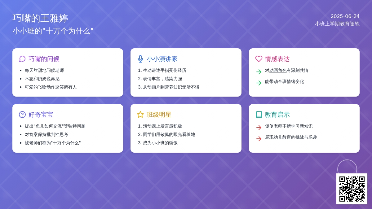 小班上学期教育随笔巧嘴的王雅婷