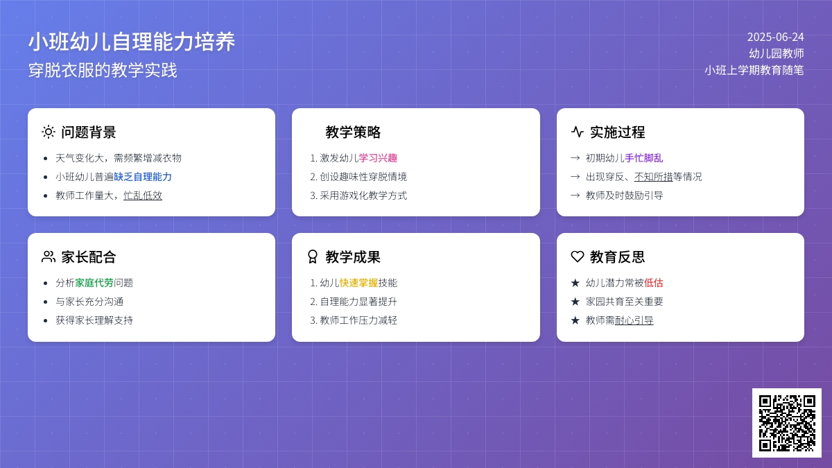 小班上学期教育随笔自己穿脱衣服
