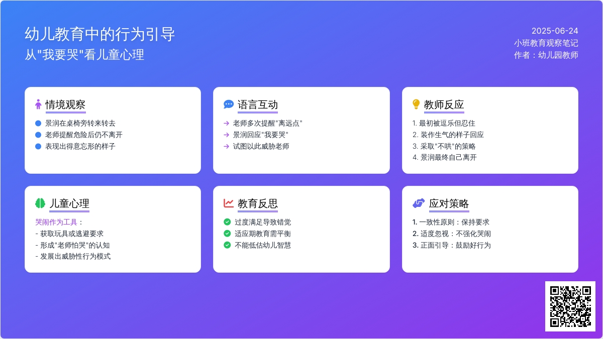 小班幼儿教育随笔我要哭来威胁