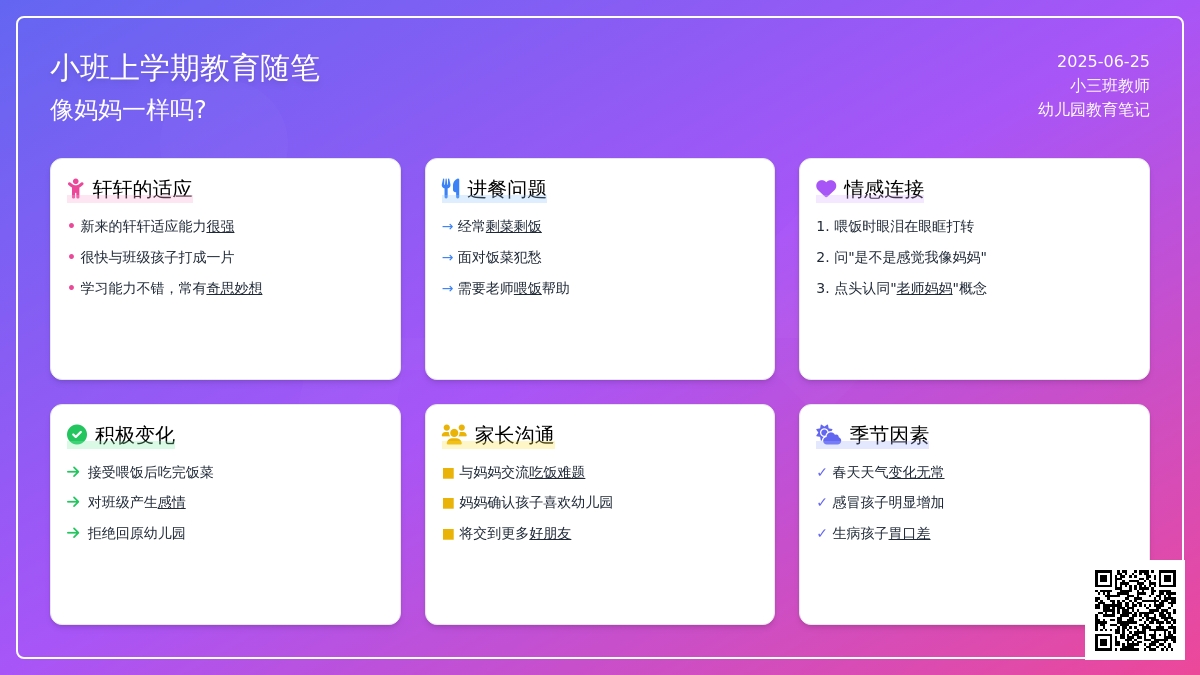 小班上学期教育随笔像妈妈一样吗?