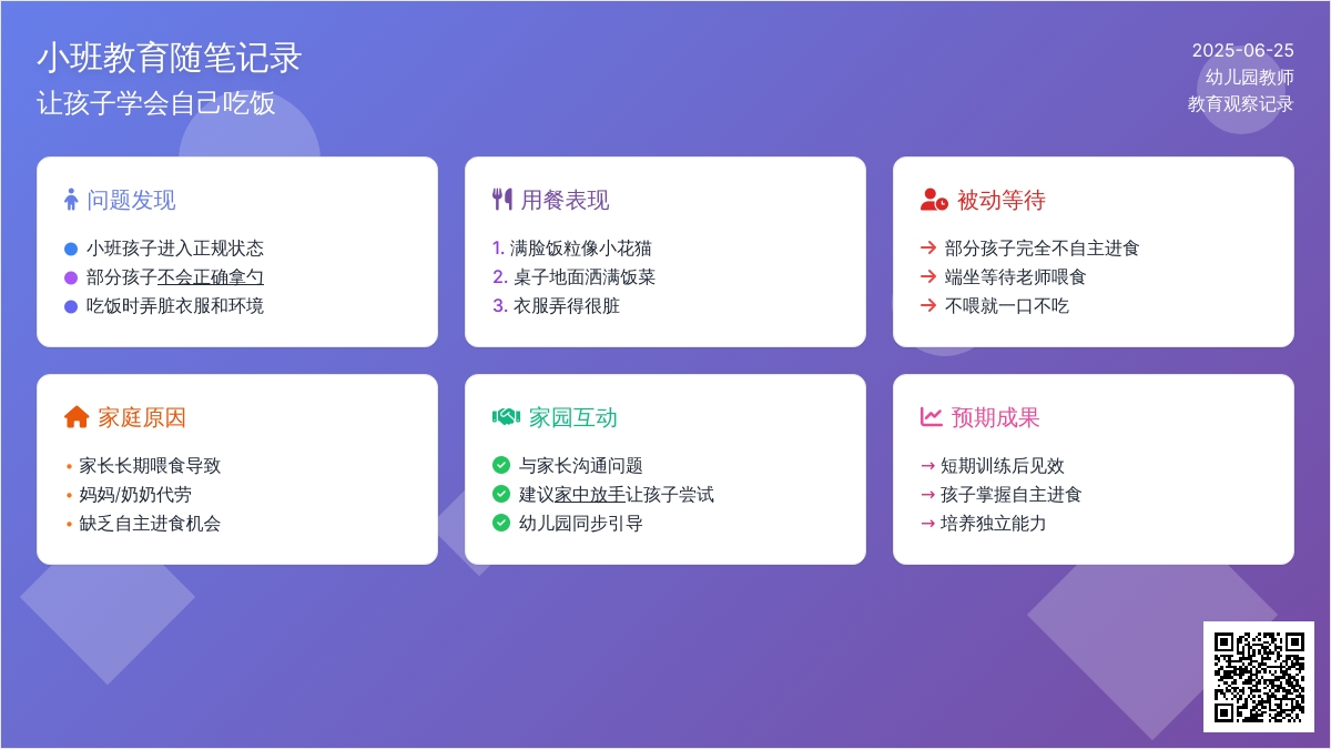 小班教育随笔记录让孩子学会自己吃饭