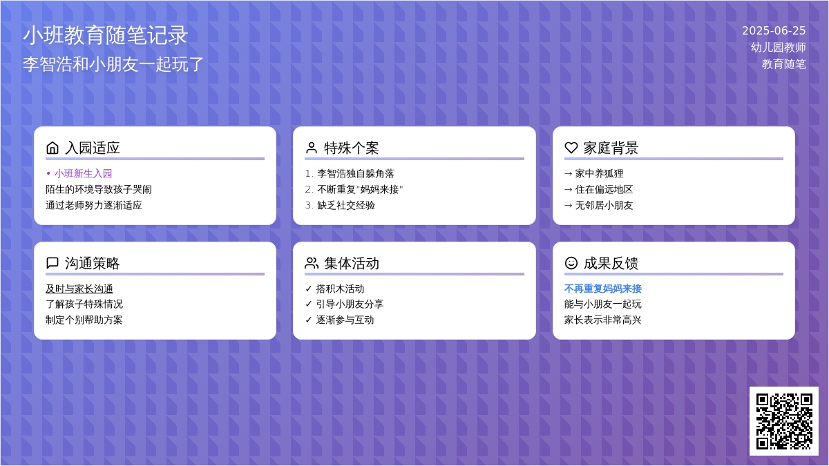 小班教育随笔记录李智浩和小朋友一起玩了