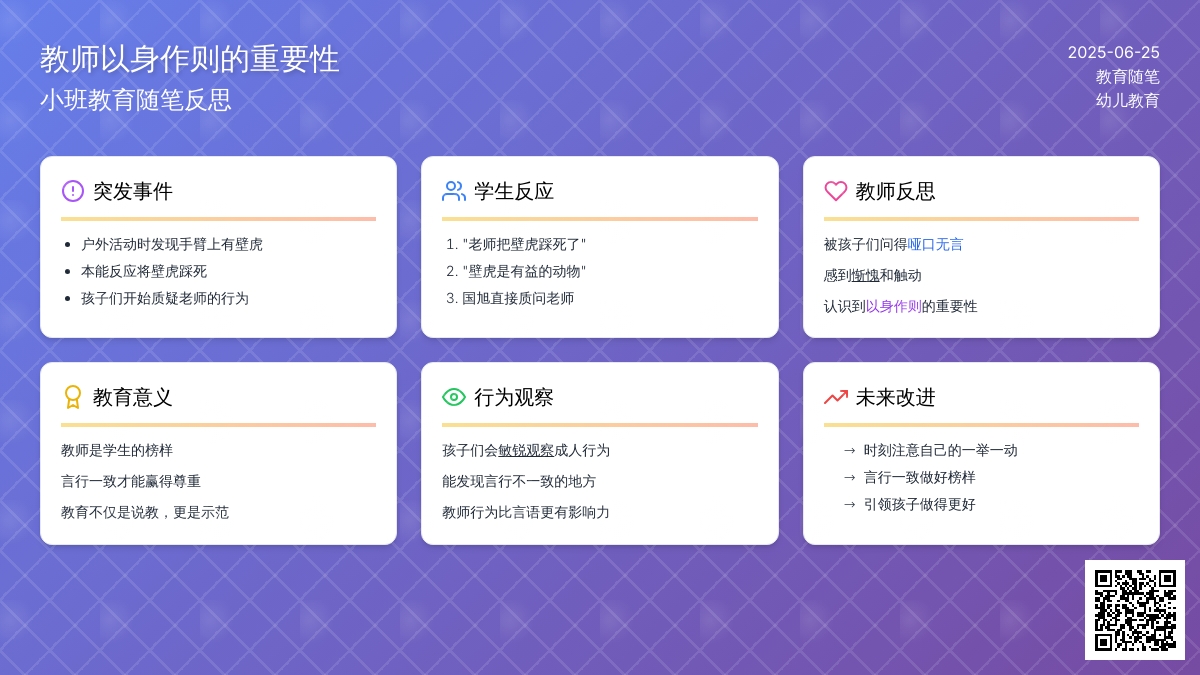 小班教育随笔作为教师要以身作则