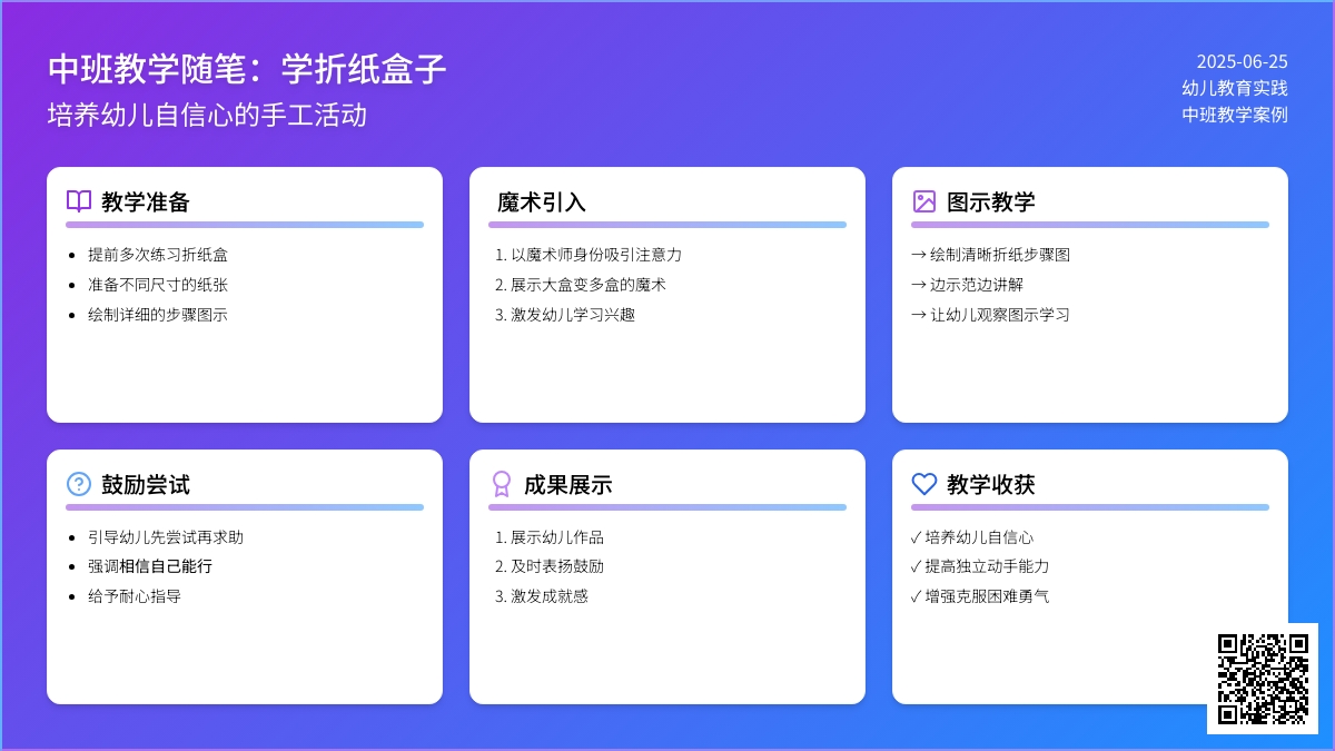 中班教学随笔学折纸盒子