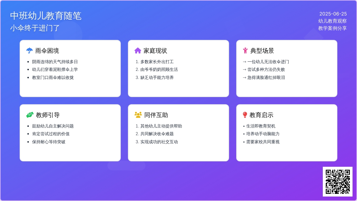 中班幼儿教育随笔小伞终于进门了
