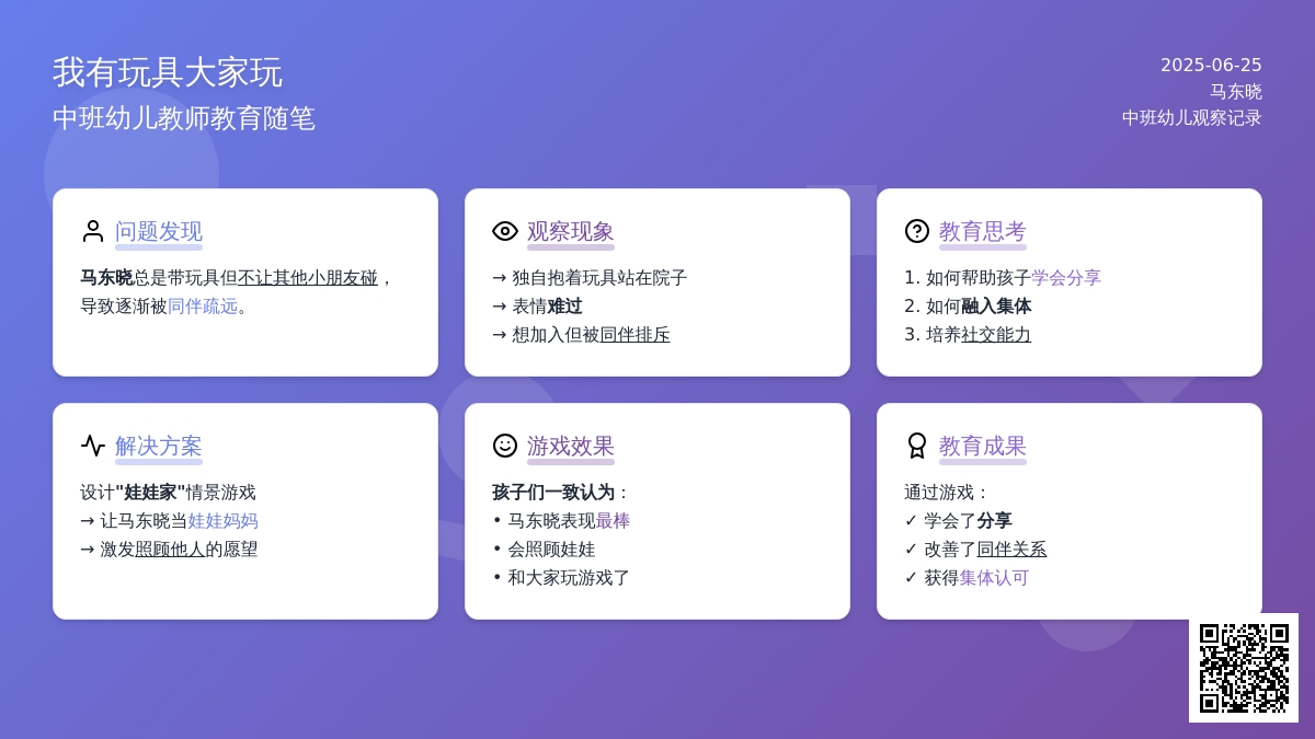 中班幼儿教师教育随笔我有玩具大家玩