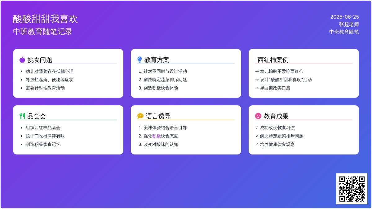 中班教育随笔记录酸酸甜甜我喜欢