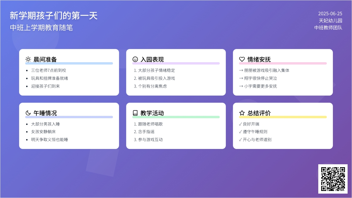 中班上学期教育随笔新学期孩子们的第一天