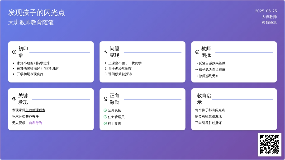 大班教师教育随笔发现孩子的闪光点