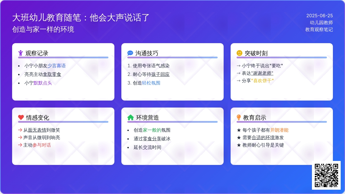 大班幼儿教育随笔他会大声说话了