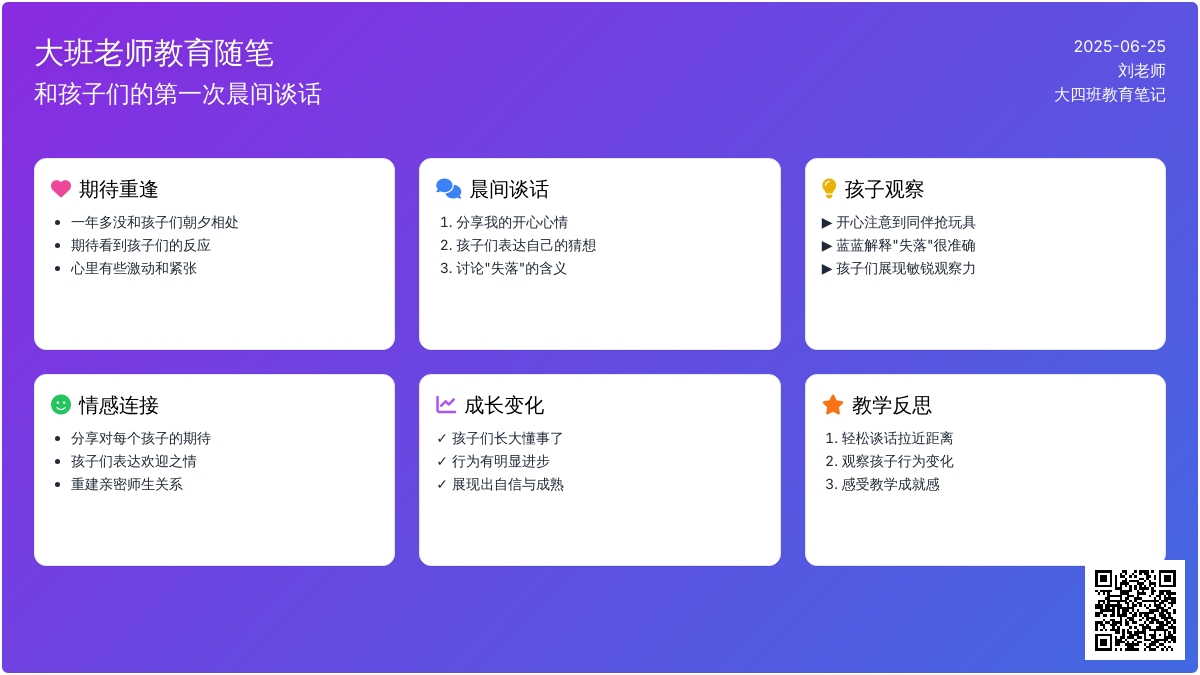 大班老师教育随笔和孩子们的第一次晨间谈话