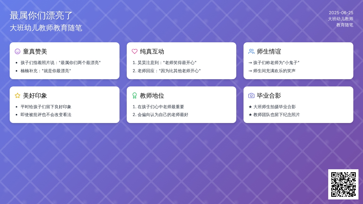大班幼儿教师教育随笔最属你们漂亮了
