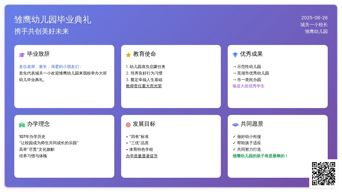 雏鹰幼儿园毕业典礼发言稿