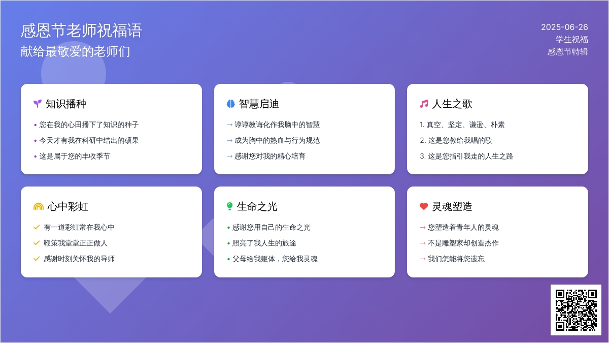 感恩节老师寄语