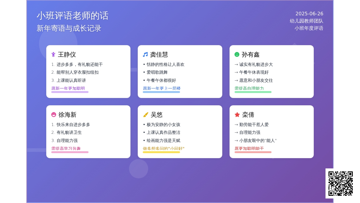 小班评语老师的话（5）