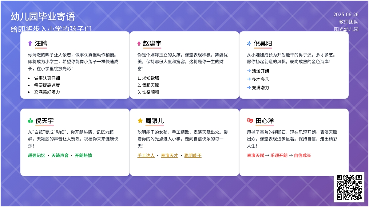 下学期大班幼儿评语18条