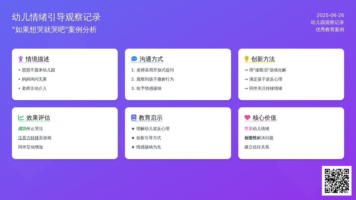 优秀幼儿园观察记录《如果想哭就哭吧》
