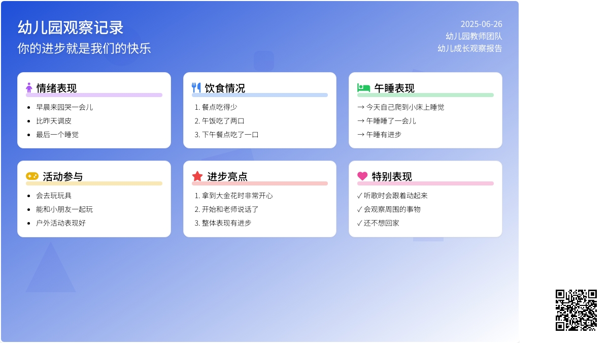 幼儿园观察记录《你的进步就是我们的快乐》