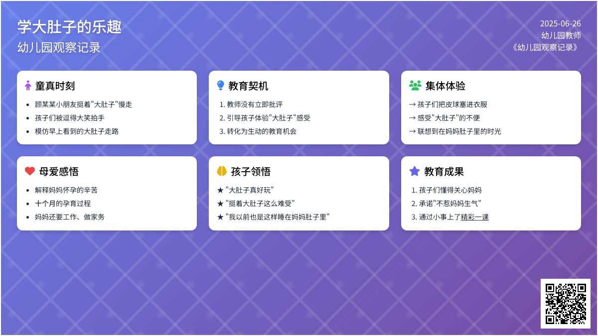 幼儿园观察记录《学大肚子的乐趣》