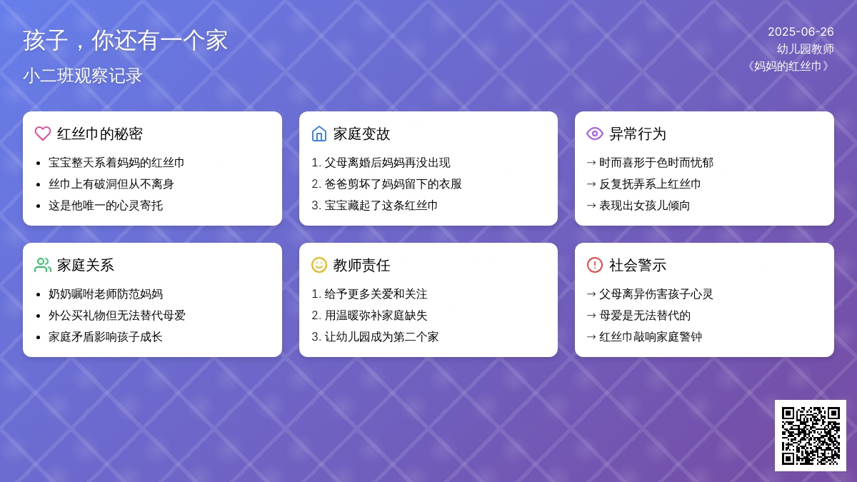 小二班观察记录《孩子，你还有一个家》